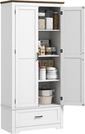 69" Tall Kitchen Pantry Storage Cabinet, Farmhouse Freestanding Pantry Cabinet with 2 Doors, Drawer and Adjustable Shelves for Dining Room, White,15.7 * 31.5 * 68.9
