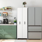 KEIKI Pull-Out Kitchen Pantry Storage Cabinet with Multi-Tier Shelf & Wheels, Spice Rack Next to Fridge, Freestanding Wood Bookcase Hutch Food Pantries Cupboard for Dining Room, Narrow Spaces, Office