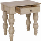Casartis Living James French Country Side Table with Drawer (Rustic White)