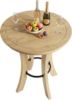 Tribesigns Round Bar Table, 39.4" H Wood Counter Height Pub Bistro Table with Metal Footrest, Modern Tall Kitchen Breakfast Table for Home Bar, Dining Room, Small Space, Light Brown (Table Only)