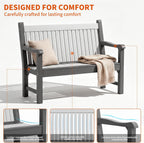 Psilvam Garden Bench, 2-Person Poly Lumber Patio Bench, All-Weather Outdoor Bench that Never Rot and Fade, Memorial Bench, Suit for Garden, Porch and Park (Dark Grey)