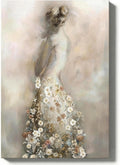 IUI Modern Floral Woman Canvas Wall Art, Elegant Botanical Portrait Prints, Romantic Feminine Artwork Decor for Bedroom, Living Room, Vanity - 24" x 36"