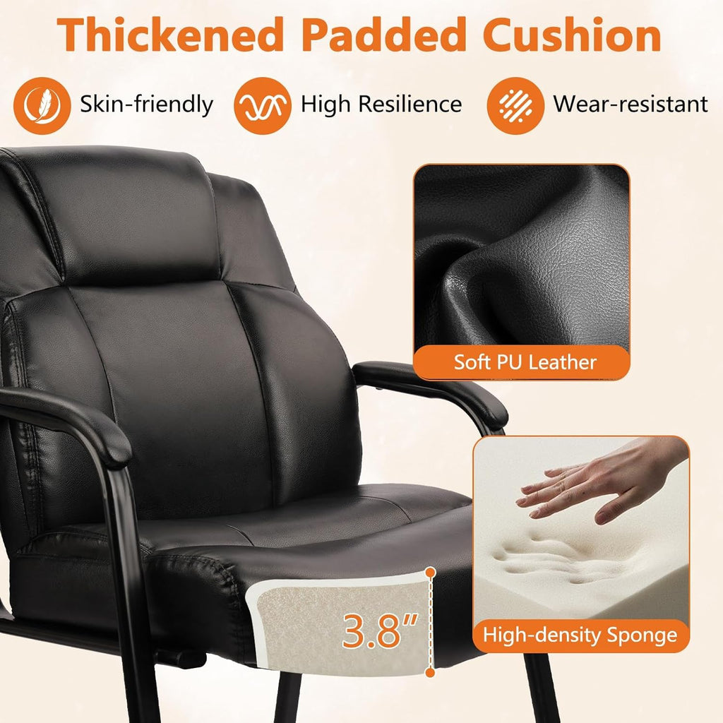 CLATINA Big & Tall 500 lb. Guest Chair, Leather Reception Chairs with Padded Arm Rest for Waiting Room Office Home and Meeting Conference-Black, 6 Pack