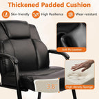 CLATINA Big & Tall 500 lb. Guest Chair, Leather Reception Chairs with Padded Arm Rest for Waiting Room Office Home and Meeting Conference-Black, 6 Pack