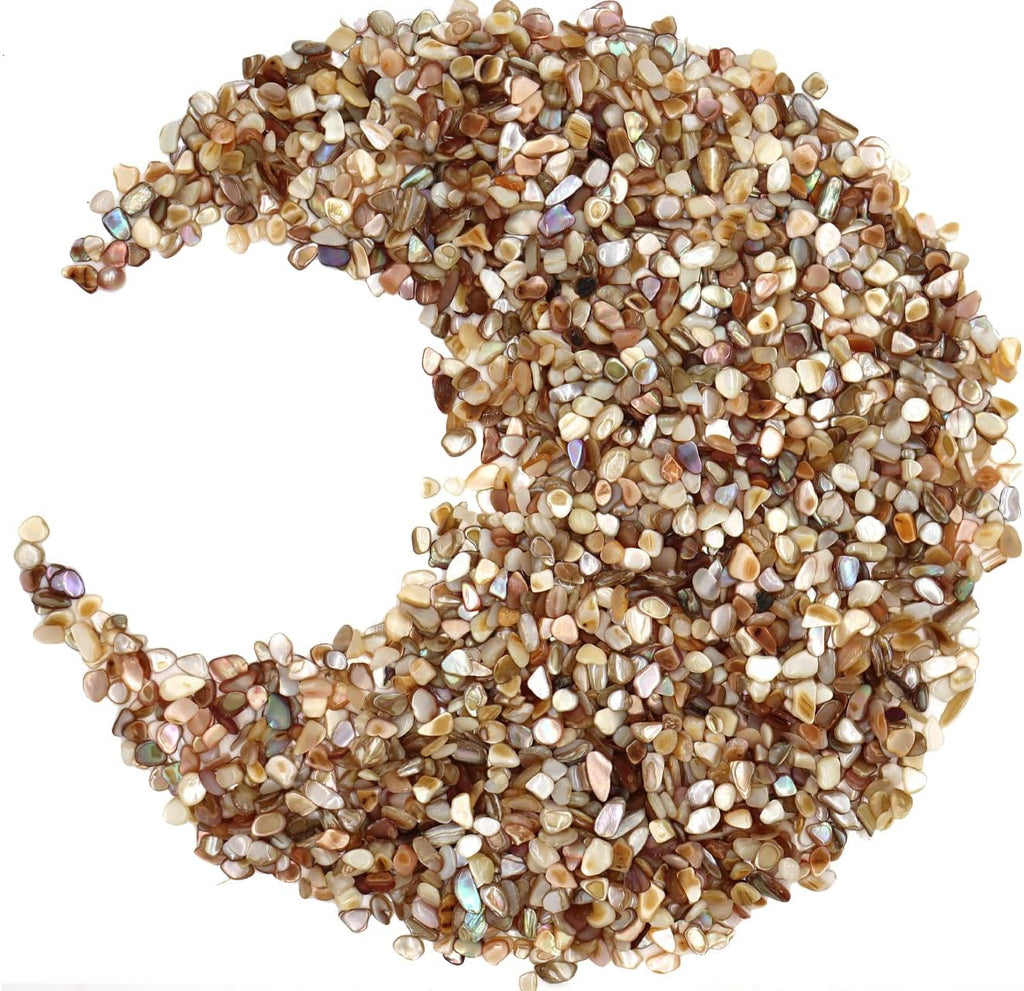 MOP Small Mini Natural Crushed Mother of Pearl Shells Colorful | Seashell Fragments for Crafts, Vase Filler and Wedding Decor, 32 oz (2 lb)