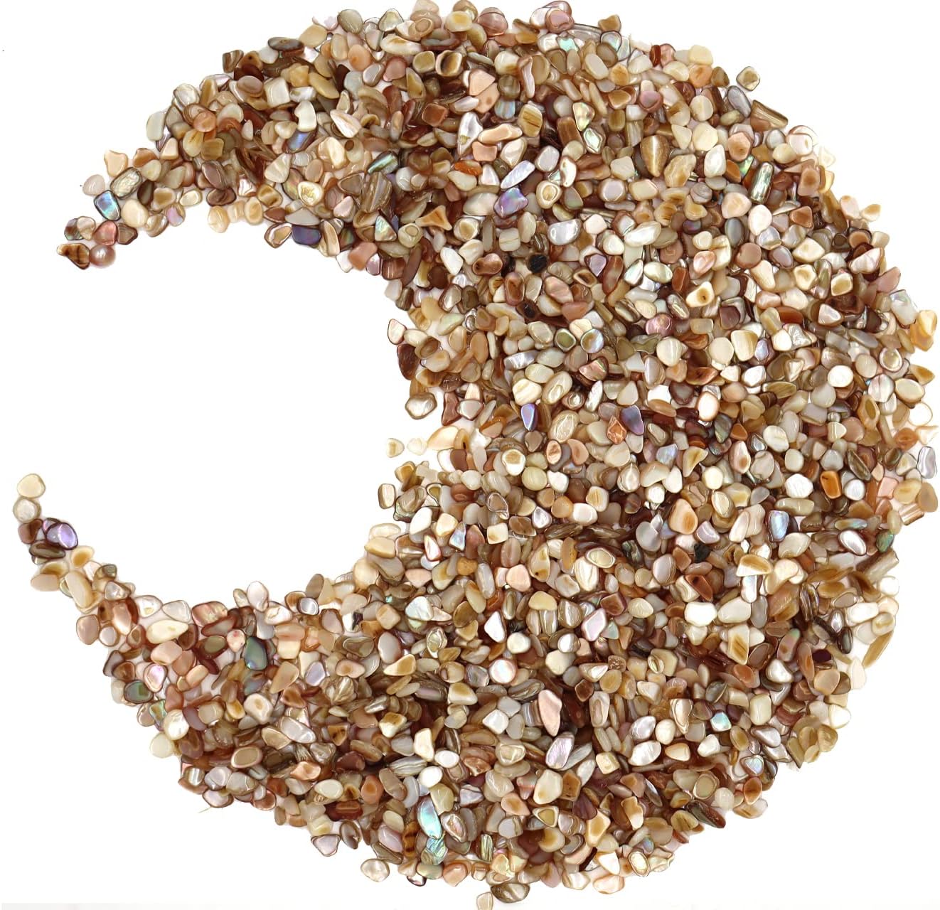 MOP Small Mini Natural Crushed Mother of Pearl Shells Colorful | Seashell Fragments for Crafts, Vase Filler and Wedding Decor, 32 oz (2 lb)