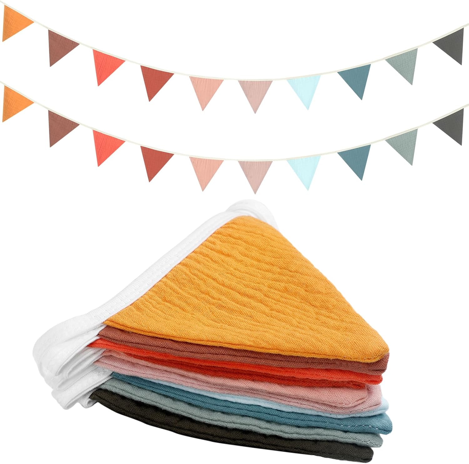 Oudain 2 Pcs Pennant Banner Flags Nursery Garland Triangle Bunting Flags Playroom Wall Decor Banner for Nursery Baby Shower Birthday Boho Wedding Party Event, Each 7.75 ft(Mixed Color)