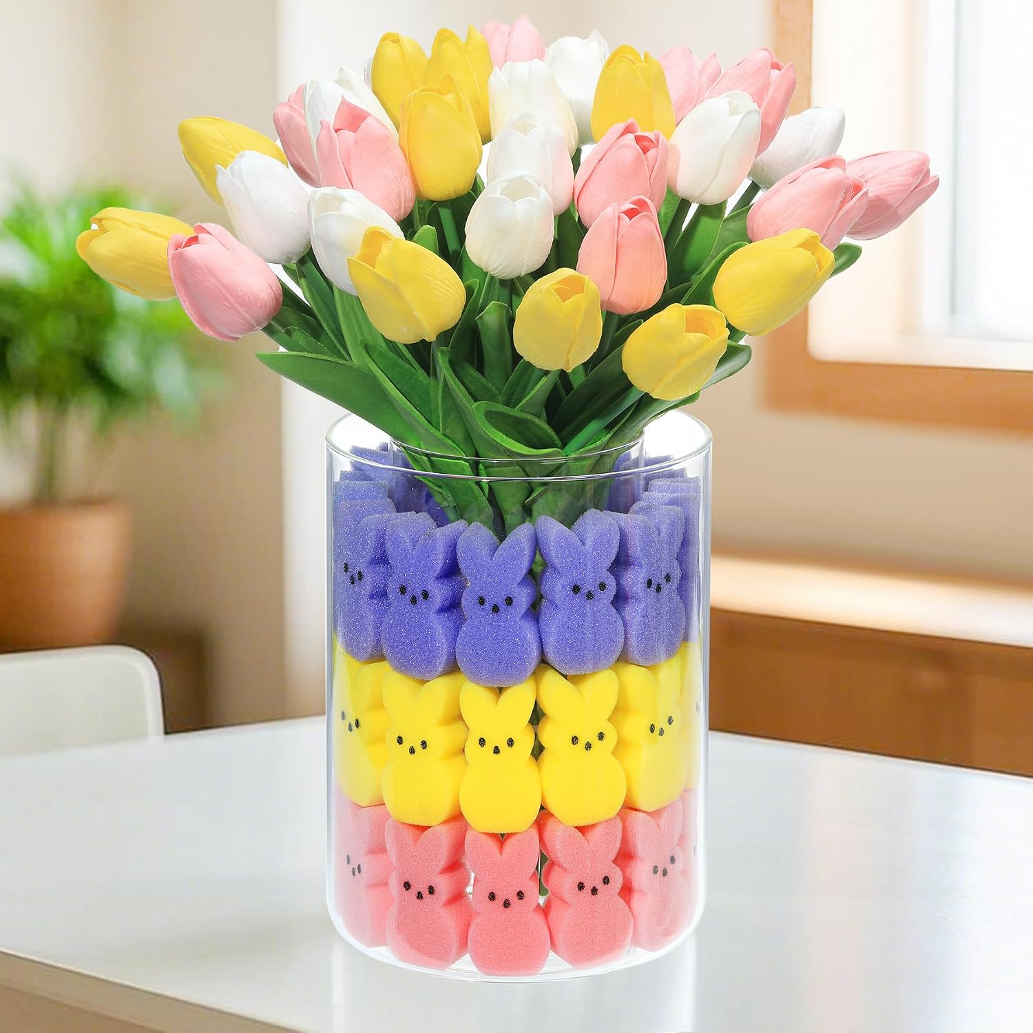 Easter Decorations - Sponges Bunny Decor, Easter Vase Filler, Spring Centerpiece for Home and Holiday Celebrations