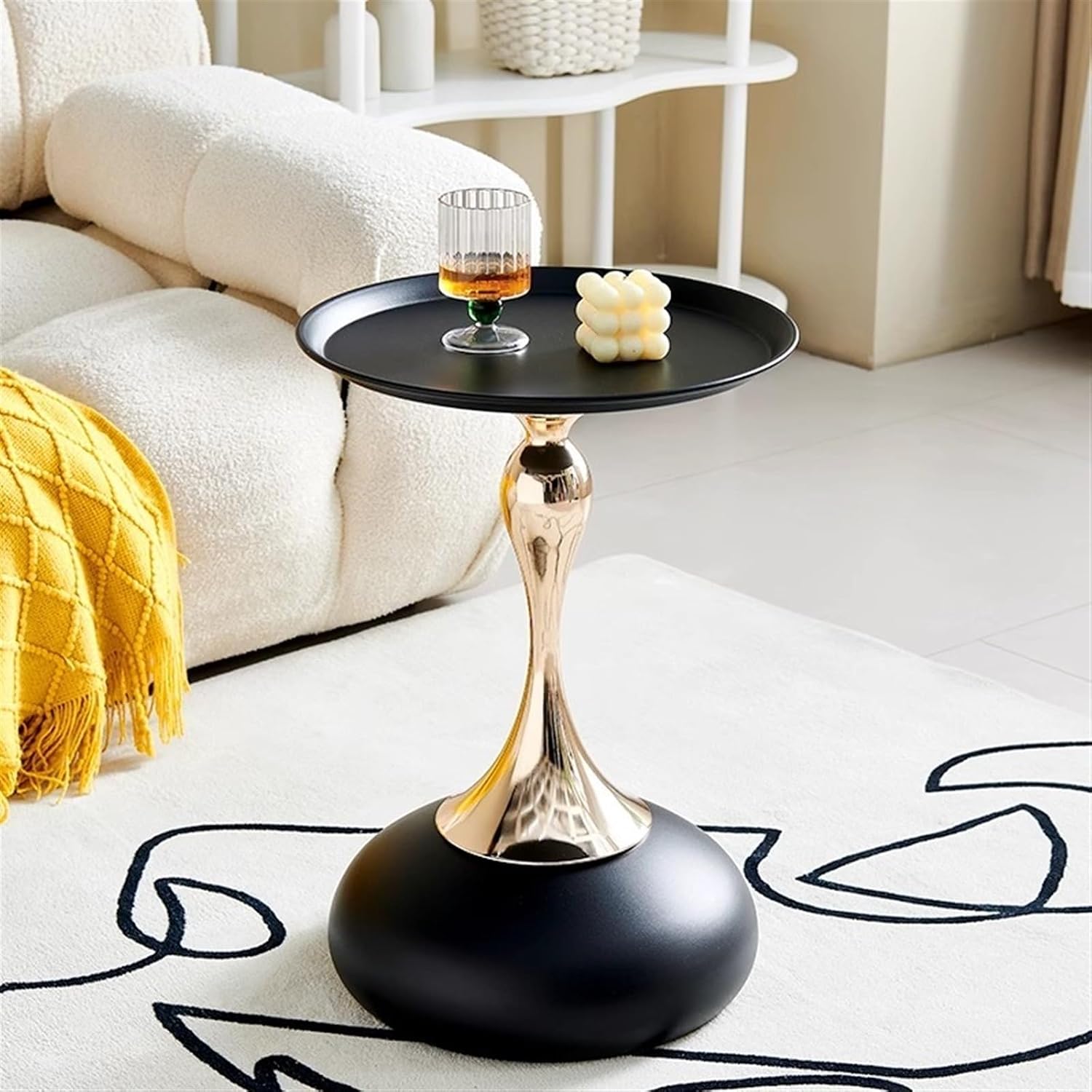 Center Table Sofa Side Several, Mini Simple Home Bedroom Bedside Table, Creative Corner Cabinet Storage Shelf(Black)