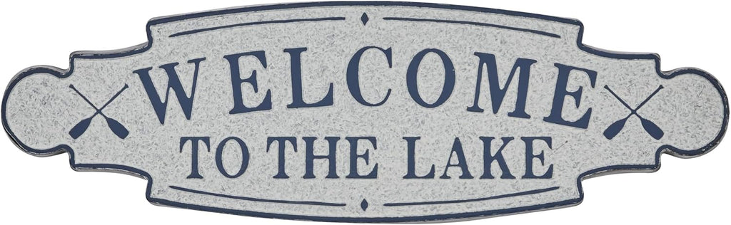 Deco 79 Metal Sign Home Wall Decor Welcome To the Lake Wall Sculpture, Wall Art 36" x 1" x 11", Blue