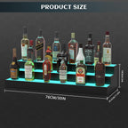 upcessory LED Lighted Liquor Bottle Display Shelf, 3 Tier 30 Inch Alcohol Whiskey Rack Stand Tray for Home Bar Living Room Accessories and Decor, Bourbon Shelf for 24 Bottles