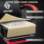 HOFFREE Gaming Chair with Music Rhythm RGB LED Lights and Bluetooth Speakers Ergonomic Massage Computer Gaming Chair with Footrest Video Game Chair High Back with Lumbar Support Red and Black