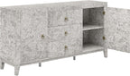 LUXOAK 60'' High Gloss Burl Wood Buffet Sideboard, Storage Cabinet with 3 Drawers & 2 Closed Cabinets, Modern Buffet Table for Dining Room,Living Room, Grey