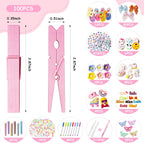 Dufvrpe Cheer Pins Kit with 100pcs 2.8" Clips - 80 Mini Bows, 12 Cheer Ducks, 416 Letters & 35 Decorations for Cheerleaders, Volleyball Teams | Spirit Clips with Glue & Tools