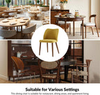 Dining Chairs Set of 2, Upholstered Kitchen Dining Room Chair Set Morden Accent Side Dinner Chair with Curved Padded Back Wood Legs for Restaurant/Cafe, Mustard