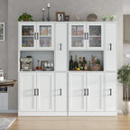 Gyfimoie 68" Tall Kitchen Pantry Cabinet with Side Drawer, Kitchen Pantry Storage Cabinet with Acrylic Door,Freestanding Food Hutch with Microwave Stand for Dining Room (White)