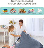 Aubliss Stuffed Animal Storage Bean Bag Chairs Cover, 50"x 35" Extra Large Velvet Bean Bags Chair for Kids & Adults, Ultra Soft Zipper Beanbag Toy Storage for Boys Girls - Grey