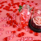 CHRORINE Red＆Pink Acrylic Heart Ornaments Translucent Hearts Shaped Gems Crystals for Table Scatter Decoration/Artwork/Vase Fillers in Valentine's Day/Home Decor/Wedding Party-70PCS