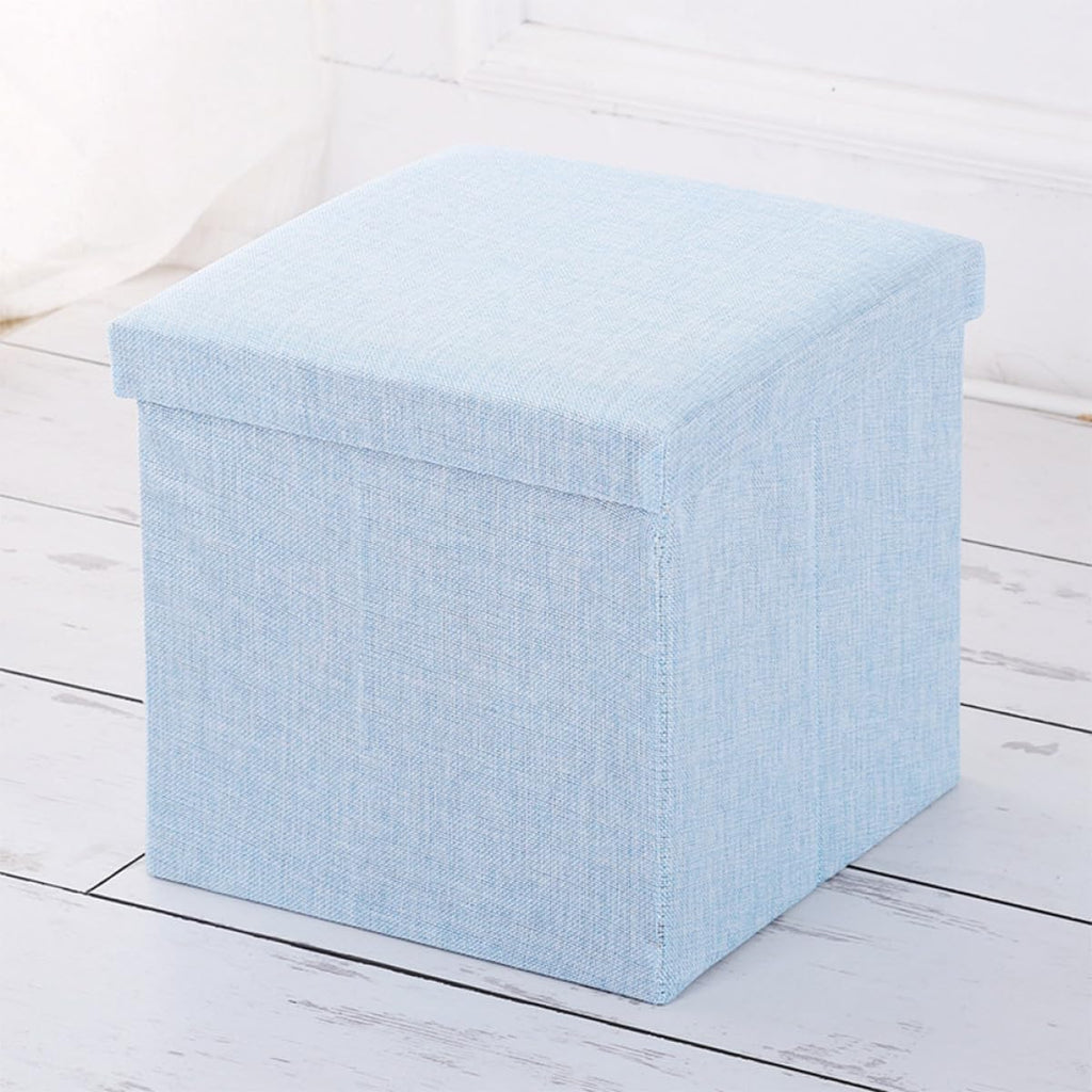 Garneck Folding Cloth Storage Stool Sky-Blue Multifunctional Footstool with High Bearing Capacity and Household Sundries Organizer for Playroom Nursery Closet Seating and Storage