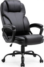 Shintenchi High Back Executive Office Chair, Ergonomic PU Computer Desk Chair with 3-Level Tilt, Padded Armrests 360° Swivel Free Task Chairs for Home Office, 330 Pound Capacity, Black