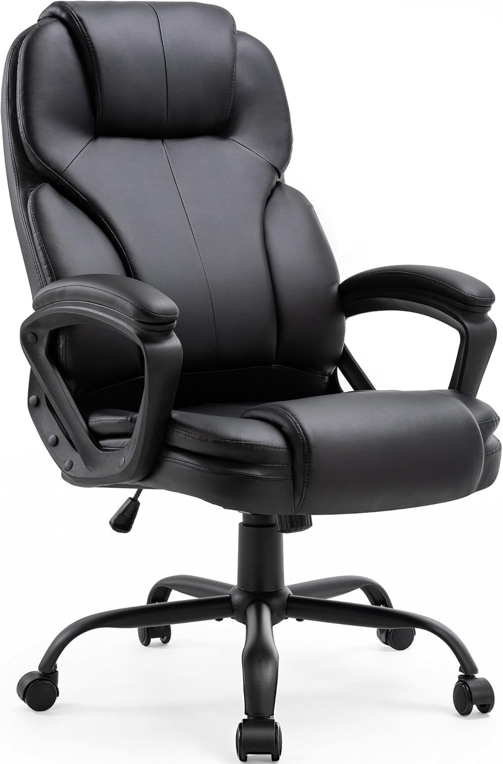 Shintenchi High Back Executive Office Chair, Ergonomic PU Computer Desk Chair with 3-Level Tilt, Padded Armrests 360° Swivel Free Task Chairs for Home Office, 330 Pound Capacity, Black