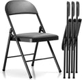 Fenbeli Padded Folding Chairs Set of 4 for Families, Holds 330 lb Each, Cushioned PU Leather Folding Dining Chairs with Double-Braced Steel Frame, Fold Flat for Game Night Holidays