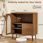 Wood Sideboard Cabinet - Slim Side Board Buffet Cabinet with Storage, Small Accent Credenza with Drawers and Door, Modern Coffee Bar Table for Kitchen, Dining Room, Entryway, Living Room