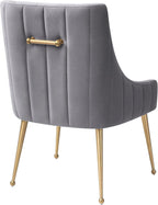 MIXIYA Modern Grey Velvet Dining Chair – Upholstered Side Chair with Brushed Gold Legs, Easy-Clean Accent Chair for Dining Room or Kitchen