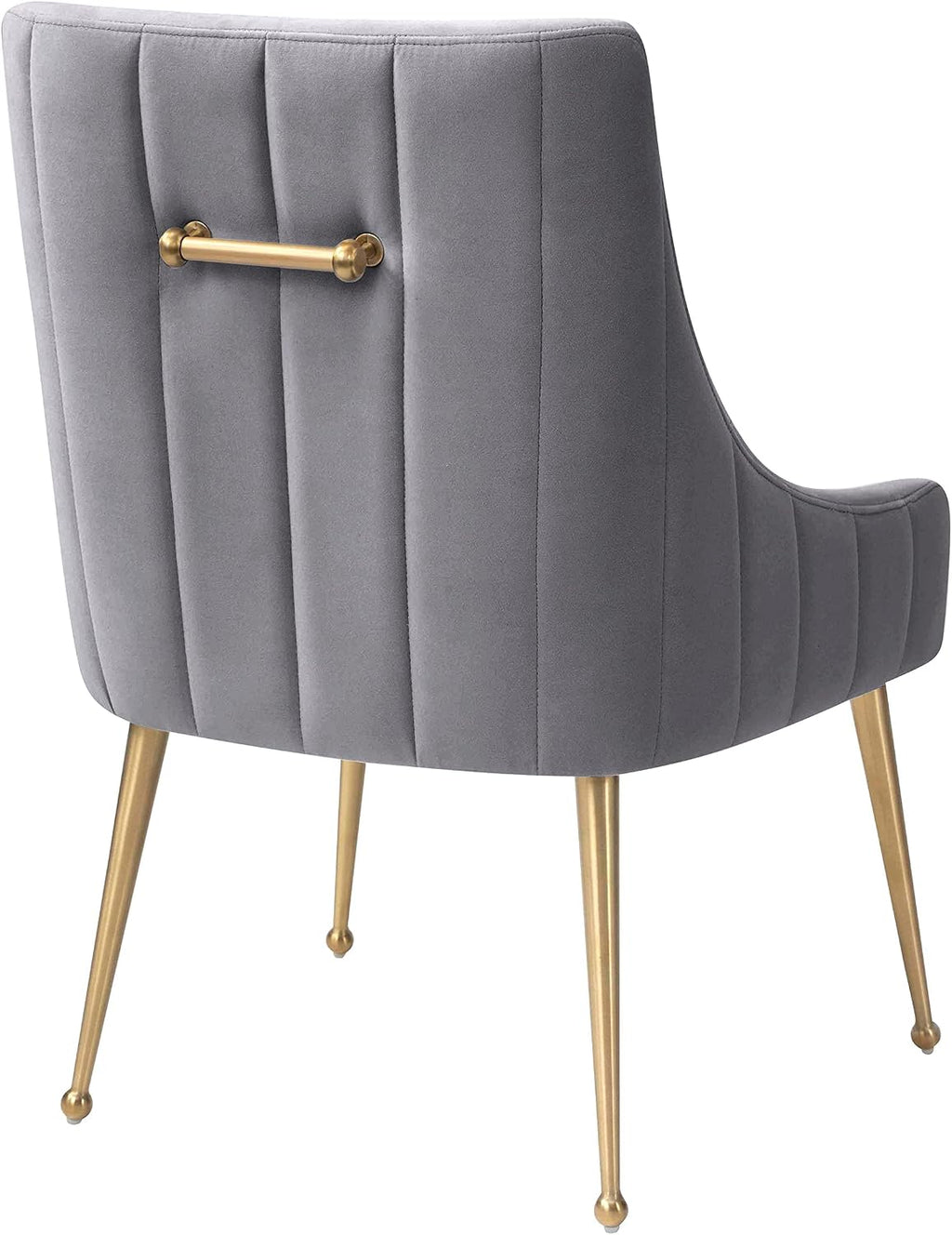 MIXIYA Modern Grey Velvet Dining Chair – Upholstered Side Chair with Brushed Gold Legs, Easy-Clean Accent Chair for Dining Room or Kitchen