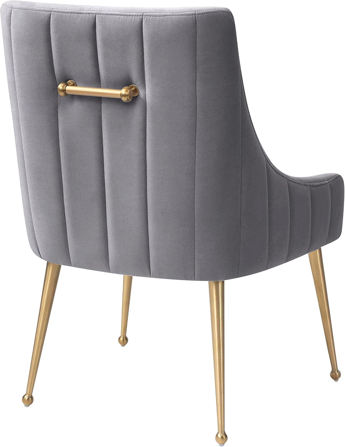 MIXIYA Modern Grey Velvet Dining Chair – Upholstered Side Chair with Brushed Gold Legs, Easy-Clean Accent Chair for Dining Room or Kitchen