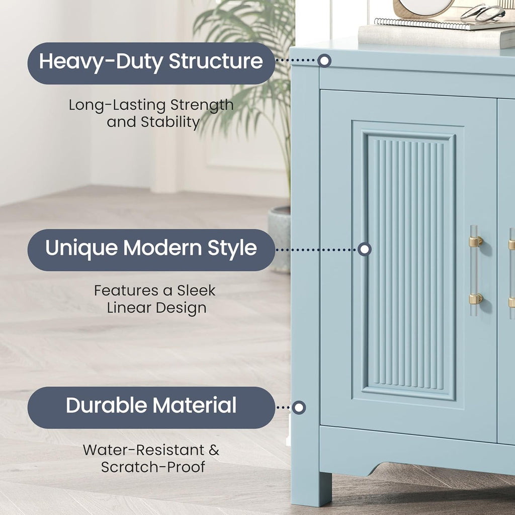 Jocoevol Sideboard Buffet Cabinet with Storage, 55" Kitchen Buffet Cabinet, Modern Farmhouse Coffee Bar Cabinet, Sideboard Cabinet with Shelves & Doors for Kitchen Living Room, Slate Blue
