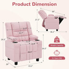 Korser Kids Recliner Chair, Toddler Recliners with Adjustable Push Back Design, Kids Recliner Sofa with Cup Holder, Footrest & Side Pockets for Boys Girls Room. (Pink, 110 lbs Capacity)