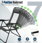 Giantex Set of 2 Patio Folding Chairs, Portable Outdoor Dining Chairs with 7-Level Adjustable Backrest, Headrest, Metal Frame, Outside Recliner for Front Porch Camping Picnic Lawn Garden, Dark Gray