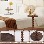 Small Drink Table, Round Drink Side Tables for Small Spaces, Wood Martini Table for Bedside and Sofa Couch, Pedestal Cocktail Coffee End Table for Living Room, Bedroom, Corners (Walnut)