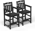 Outdoor Patio Tall Adirondack Bar Chairs Set of 2, All-Weather HDPE Bar Height Adirondack Stools for Balcony, Bistro, Garden, Backyard, Pool, Deck | Black