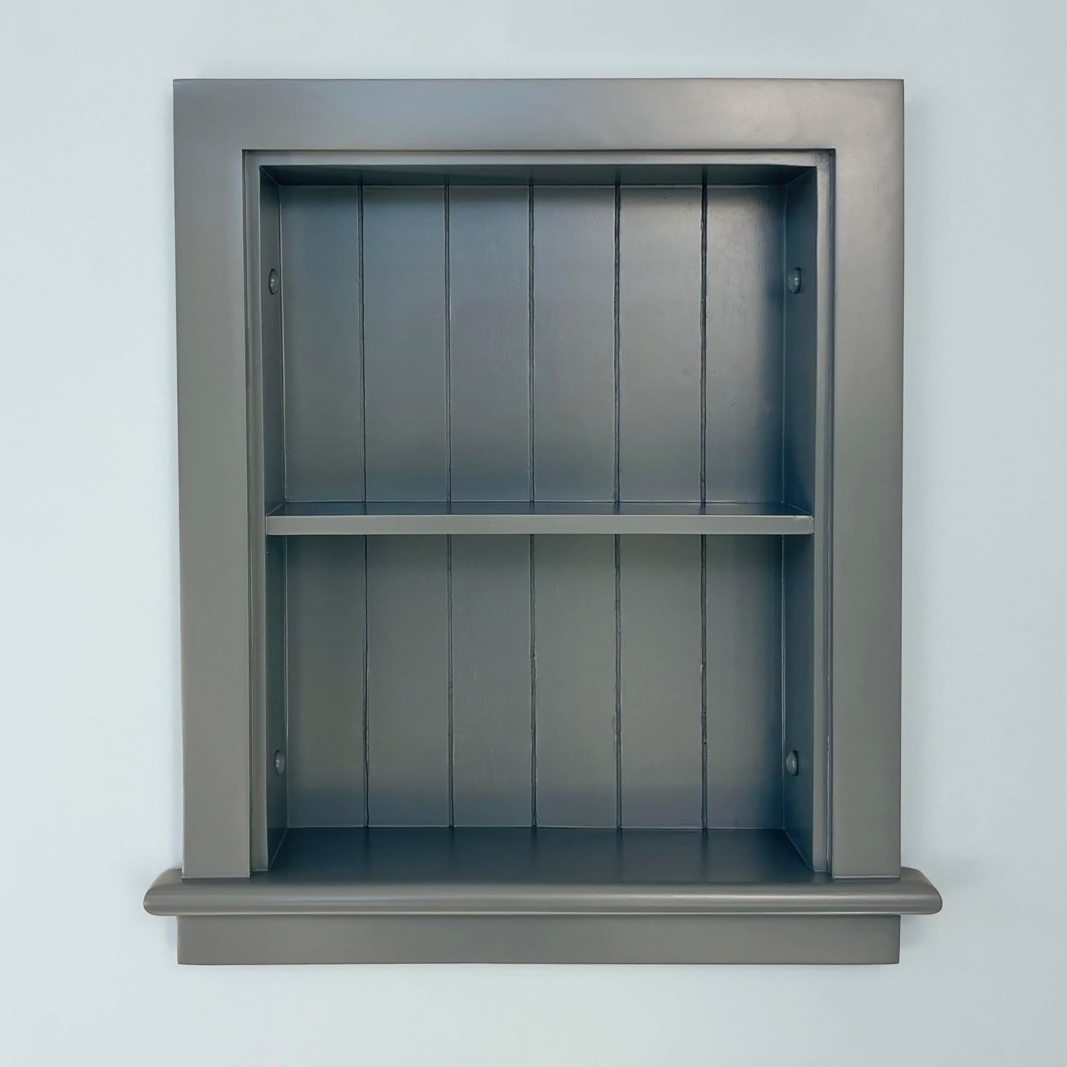 14x18 Aiden Recessed Wall Niche Medicine Cabinet Replacement, in The Wall Bathroom Cabinet Insert Shelf/Shelves, Made in North America, Real Wood, NO MDF, Beadboard, Dark Gray