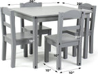 Humble Crew Toddler Table and Chair Set for Kids, Wood Activity Furniture | Sturdy 5 piece playroom or bedroom desk, perfect size for crafts, snacks, homework, and learning, includes 4 matching seats