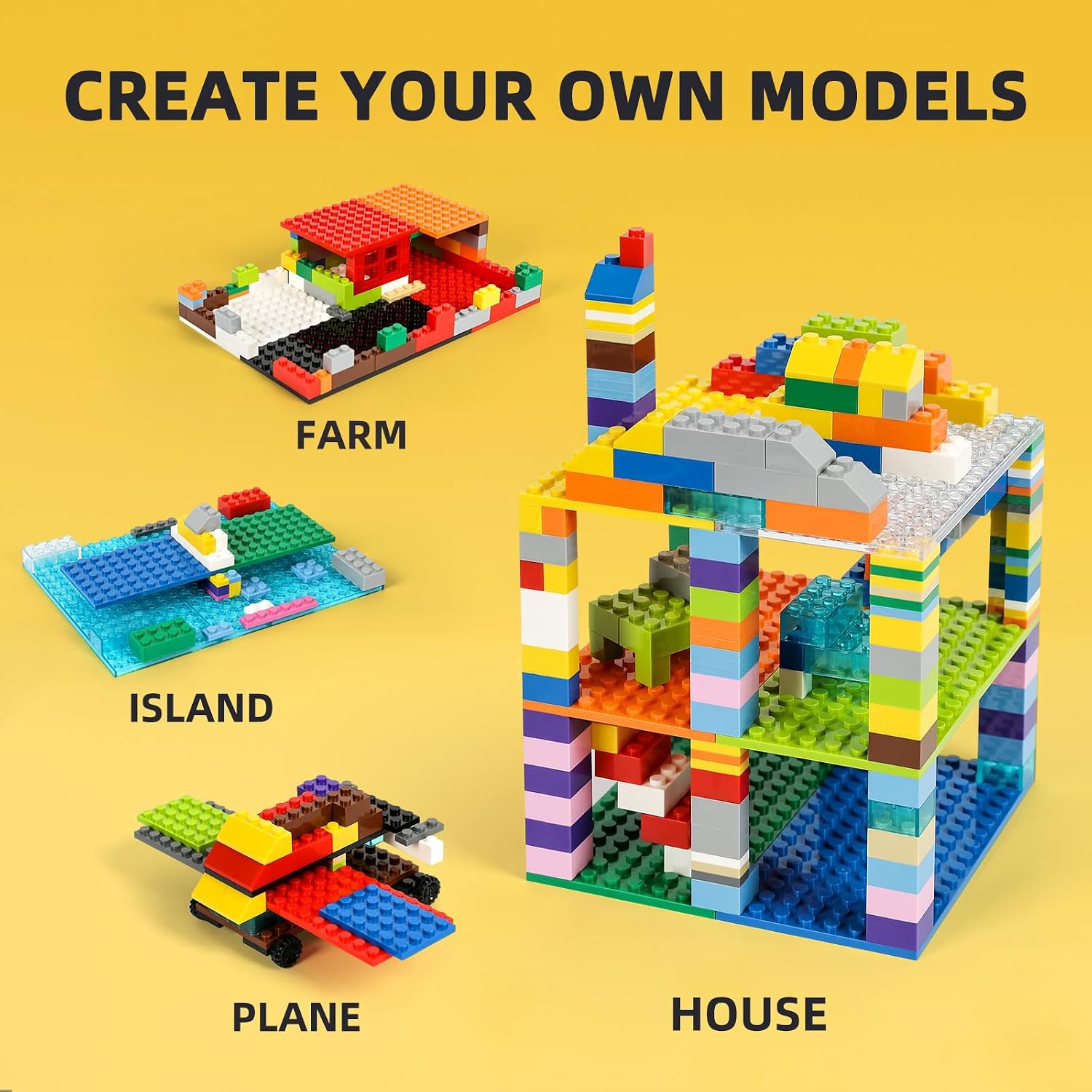 150 Pieces Small Base Plate Sets, Classic Flat Pieces for Moc Building, 12 Size DIY Building Boards - Compatible with Lego and All Major Brands, Tan