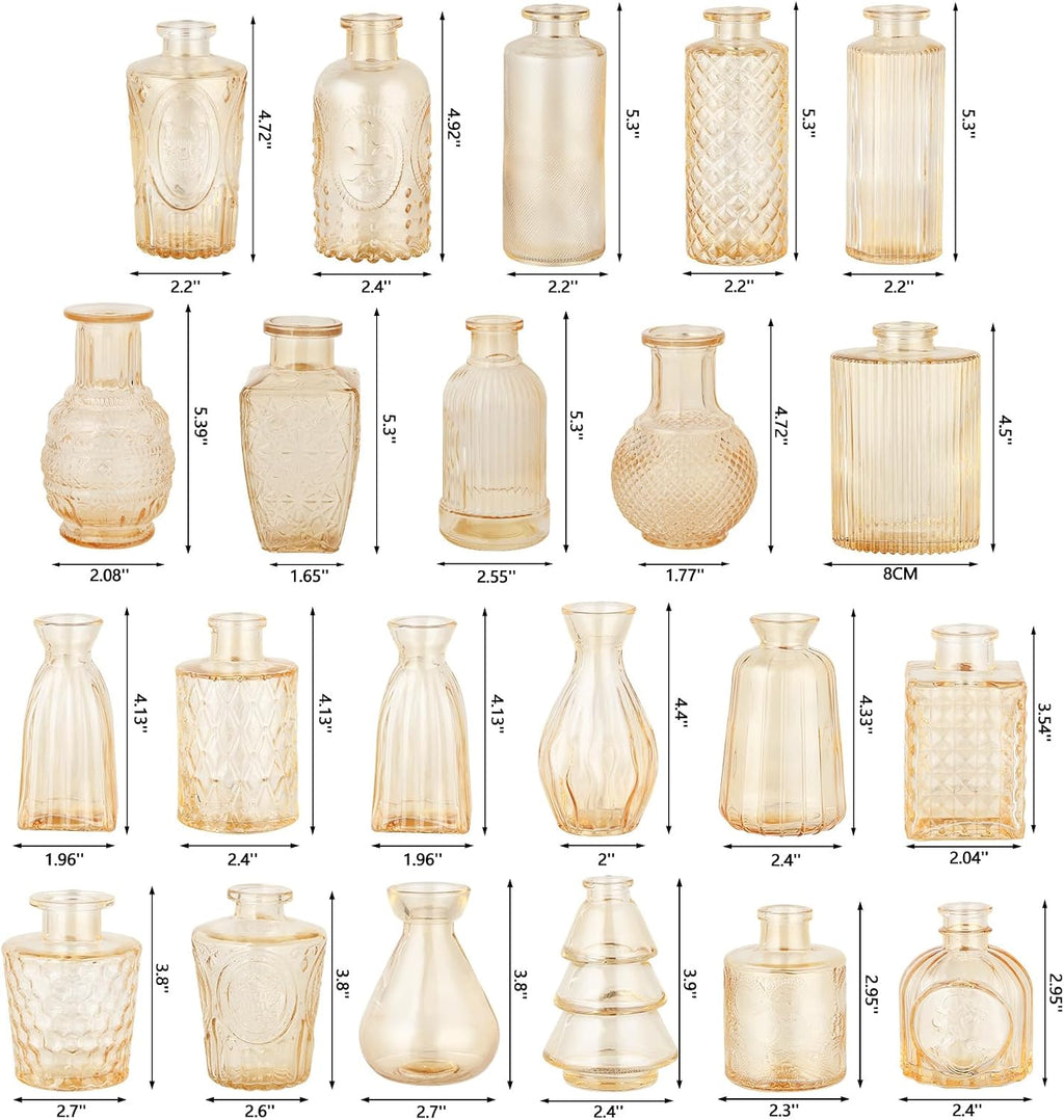 RUCKAE Glass Bud Vases Mini Flower Vase Small Vintage Vases for Centerpiece Table Wedding Decorations Home Decor Party(Gold 22 Pack)