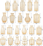 RUCKAE Glass Bud Vases Mini Flower Vase Small Vintage Vases for Centerpiece Table Wedding Decorations Home Decor Party(Gold 22 Pack)