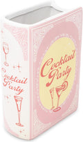 Steel Mill & Co Original Cocktail Recipe Book-Shaped Decorative Vase, Ceramic Vases for Home Decor, Vintage Inspired Kitchen and Bar Cart Decor, Unique Vase for Book Lovers (Cocktail Party)