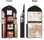 Woodoulogy Hanging Gift Wrapping Paper Storage, 48x24 (Extra Large) Black Double-Sided Christmas Wrapper Bag Container, Oxford Long Craft Roll Organizer, Present Wrap Holder for Closet, Door