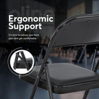 Oline Vinyl Folding Chairs, Padded Vinyl Cushion Chairs with Durable Metal Frame, Indoor Outdoor Stackable Foldable Guest Chairs for Office Wedding Kitchen Dining, 300lb Capacity (Black, 4 Pack)