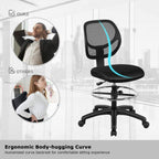 Giantex Tall Office Chairs Set of 2, Drafting Chair with Back, Height Adjustable Home Office Chair on Wheels, Ergonomic Computer Standing Desk Chair with Footrest Ring for Bedroom, Black