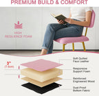 VECELO Dining Chairs Set of 2, Upholstered Kitchen Chairs with Extra Thick Cushion & Sturdy Metal Frame, Faux Leather Chairs for Vanity, Kitchen, Living Room, Pink