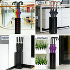 Square Metal Umbrella Canes Holder, Free Standing Umbrella Rack Stand Storage Bucket, Walking Sticks Organizer Bin for Indoor Entryway, Home, Office and Hotel, 16.3" x 6.3" x 6.3", Black