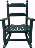 K081DG Durable Dark Green Child’s Wood Porch Rocker/Outdoor Rocking Chair - Indoor or Outdoor - Suitable for 3-7 Years Old