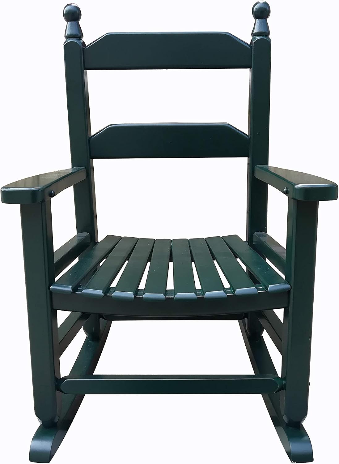 K081DG Durable Dark Green Child’s Wood Porch Rocker/Outdoor Rocking Chair - Indoor or Outdoor - Suitable for 3-7 Years Old