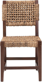 Bali & pari Alise Seagrass and Mahogany Wood Chair, Dining Height, Earthy Brown