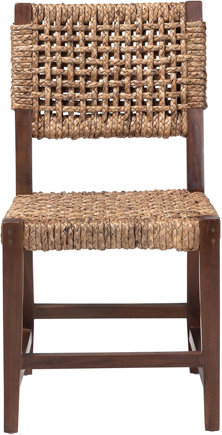 Bali & pari Alise Seagrass and Mahogany Wood Chair, Dining Height, Earthy Brown